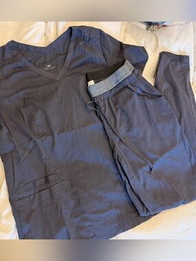 Maevn Gray joggers scrub set